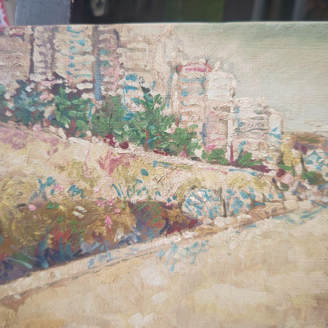 木村二朗、外国の優雅な海岸風景、10号油彩