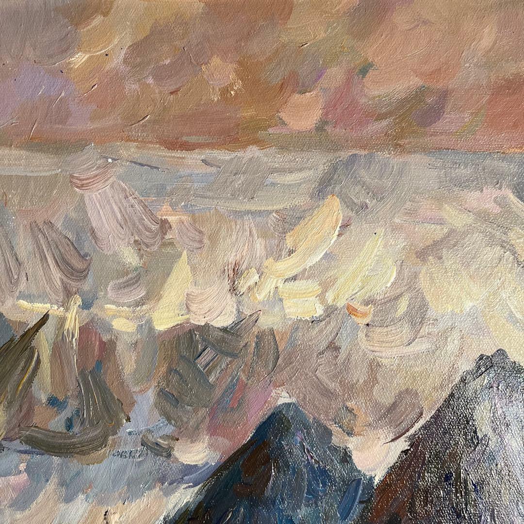 手書き油絵 クロード・モネ 積みわら 雪の効果 額付 絵画 インテリア 油彩画