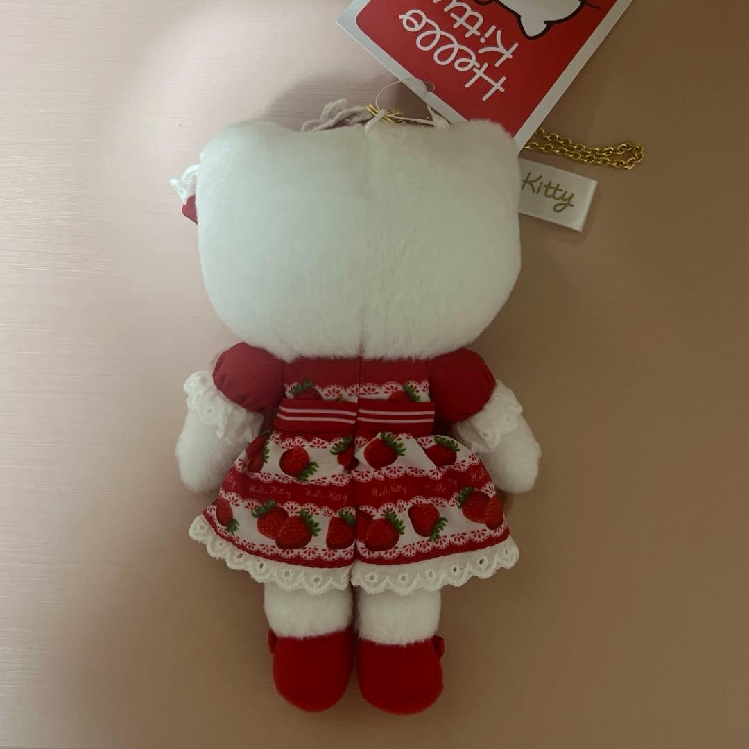 ハローキティ展限定 マスコットキーホルダー モノトーンドレス いちご