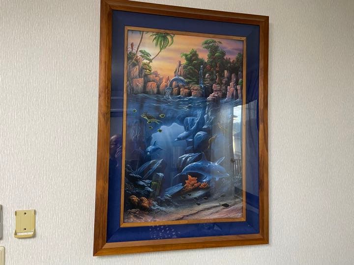 David Millerの海底のイルカの作品 Moonlit Dolphins 1989 Oil Painting 36x24 by David Miller - For