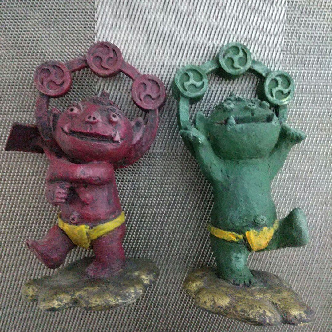セトクラフト 赤鬼 緑鬼 雷様 置物 セット 縁起物 開運 魔除け 節分