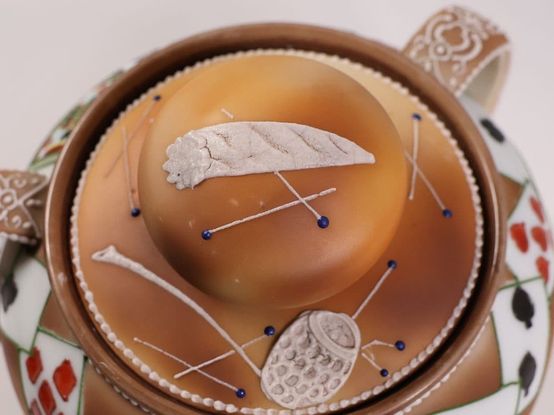 CM322】オールドノリタケ トランプ スリーハンドル 葉巻入れ 蓋物 盛上