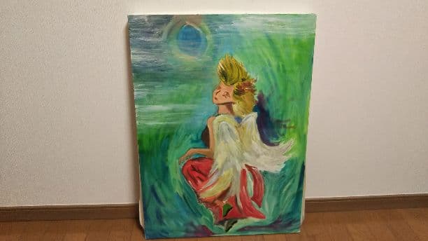 油絵  野原で踊る女神  【送料無料】