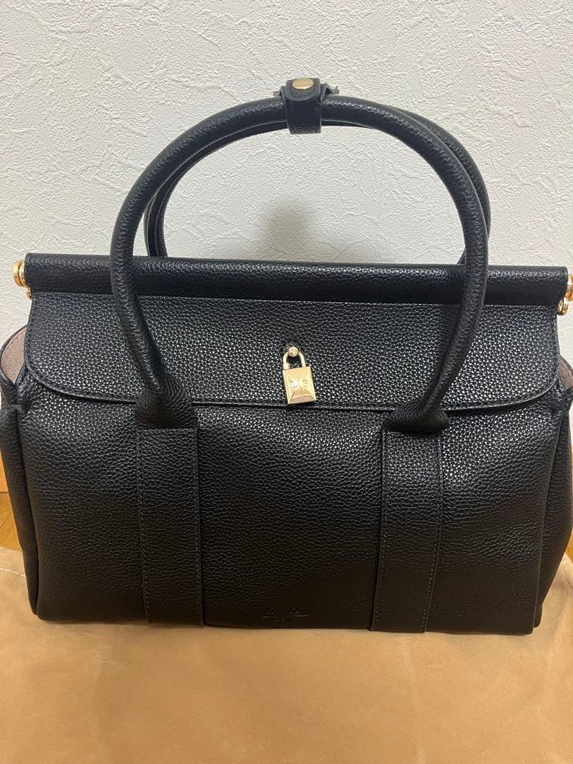 ブラック　トートバッグ　ロロピアーナ ルームバッグ ハンドバッグ ポーチ