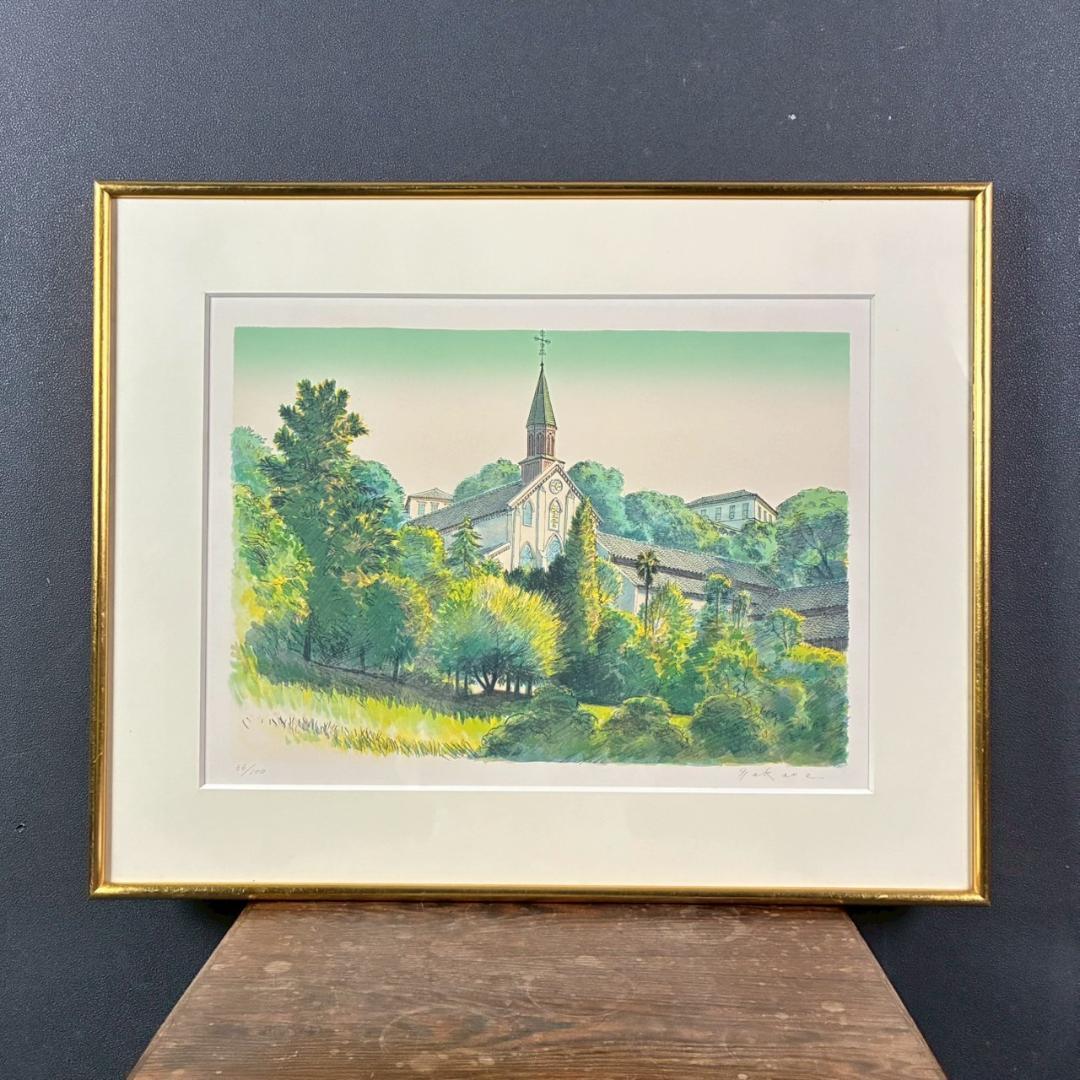 美品 中根寛 石版画集「塔の四季」リトグラフ 直筆サイン入り 全5枚揃 額縁付属