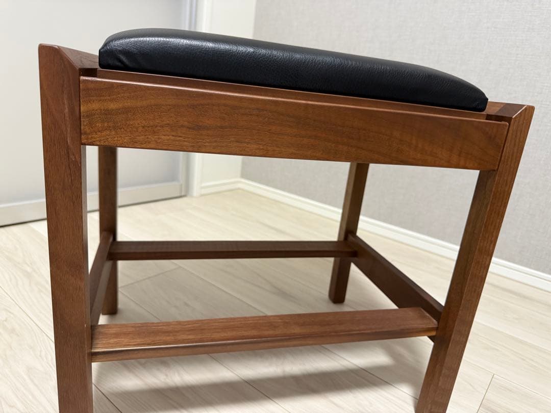 スツールとサイドテーブルの2WAY天然木ウォールナット ソフトレザー 日本製
