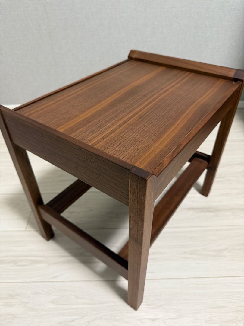 スツールとサイドテーブルの2WAY天然木ウォールナット ソフトレザー 日本製