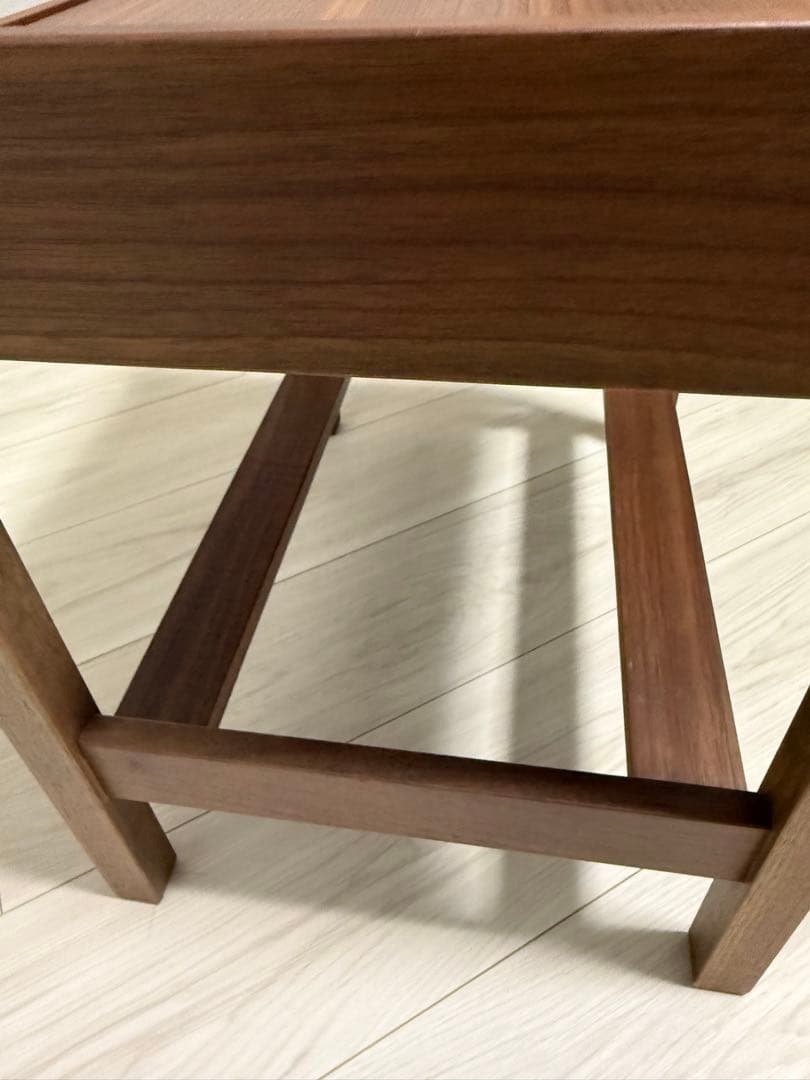 スツールとサイドテーブルの2WAY天然木ウォールナット ソフトレザー 日本製