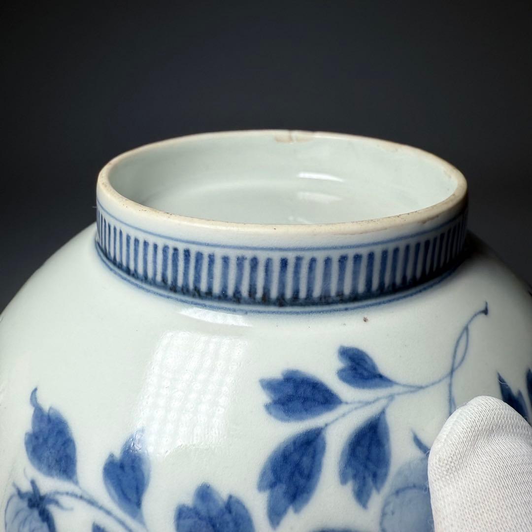 後期鍋島 染付葡萄絵菊花形皿 二点 膾皿 同手図録