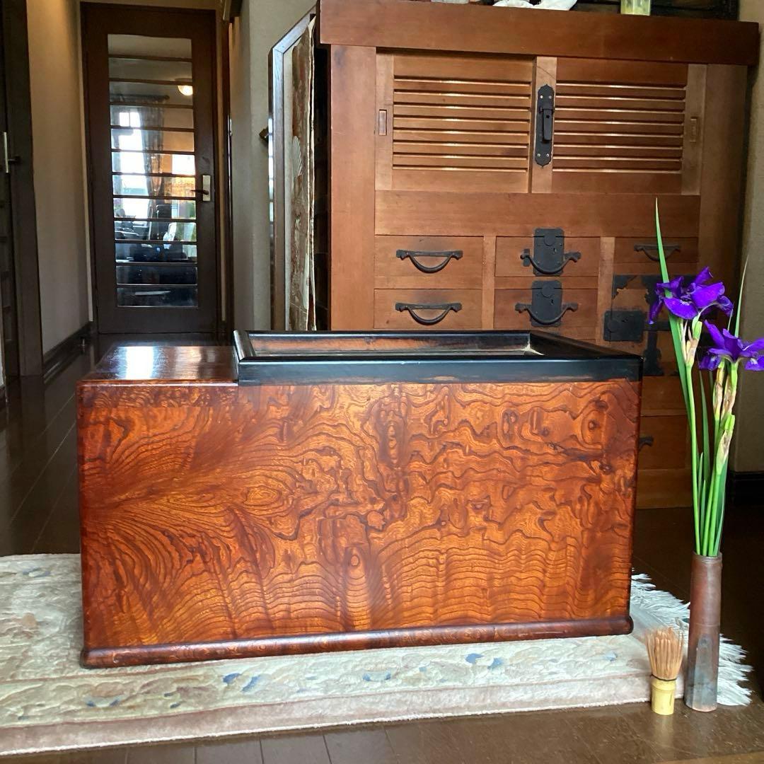 江戸火鉢 長火鉢 関東火鉢 欅 玉杢 銘木 （特注五徳付） - メルカリ