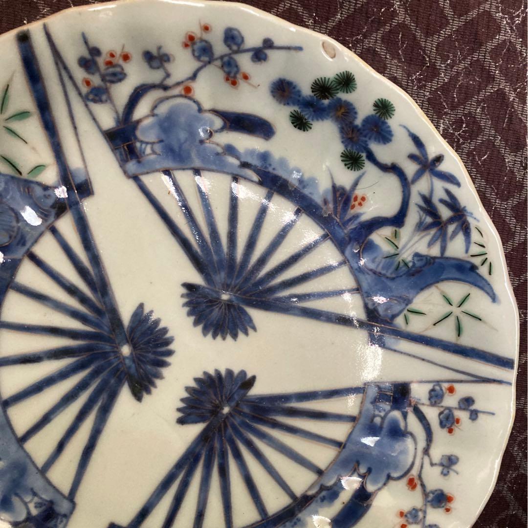 大明成化年製 三扇松竹梅門皿 七寸 大明成化年製 三扇松竹梅門皿 七寸