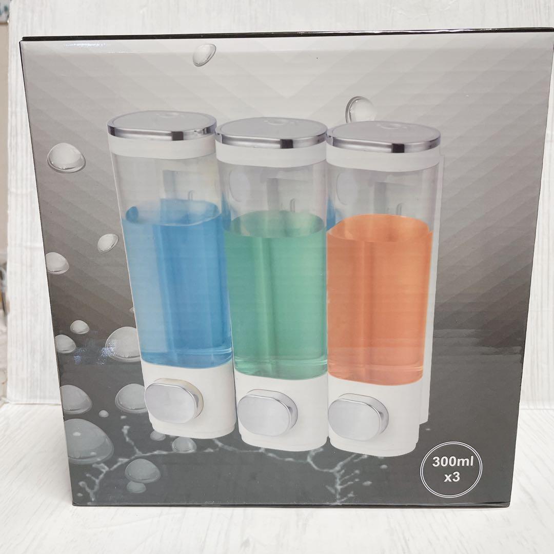 シャンプーディスペンサー 壁掛 300ml×3 シャンプーディスペンサー 壁掛け 詰め替えボトル 3種類 300ml 簡単
