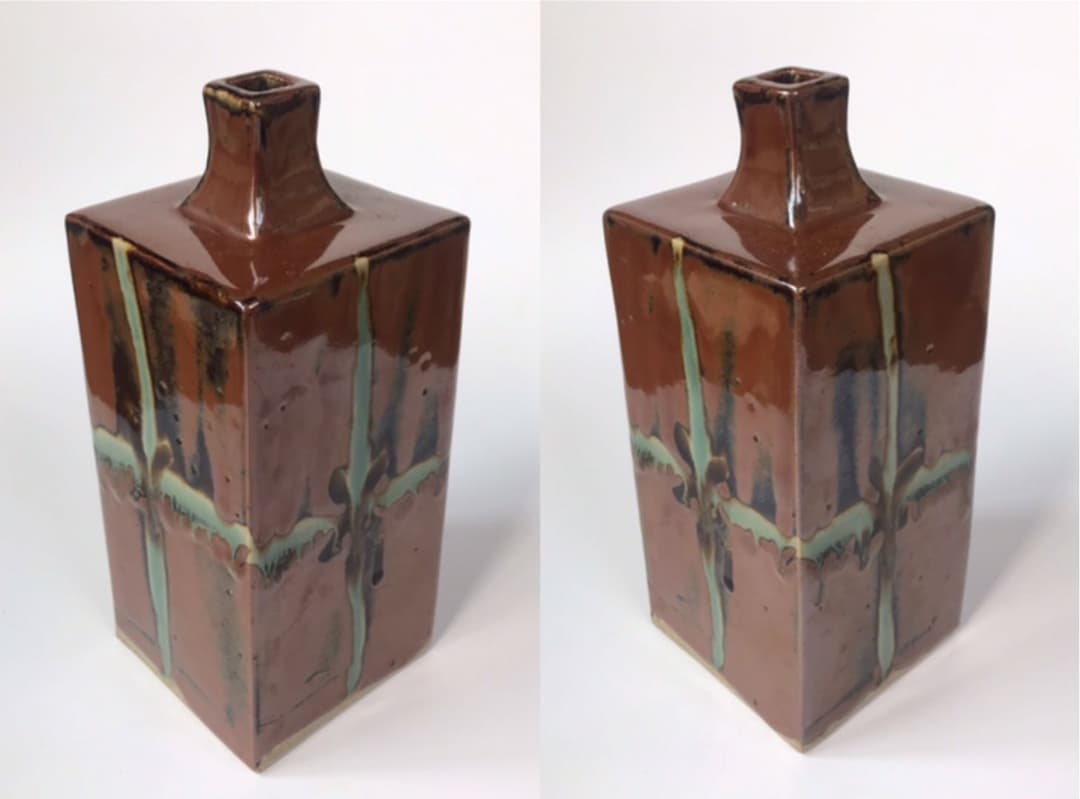 人間国宝 濱田庄司？ 浜田庄司 柿釉 角瓶 民藝 民芸 販売