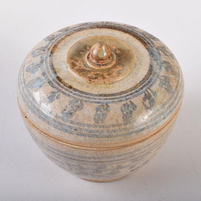 タイ古陶磁　スンコロク　宋胡録　蓋物　三彩亭　硲伊之助極め箱　M　R7936