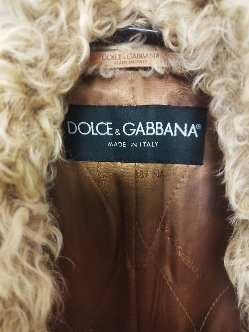 ドルガバ　コーデュロイ カルガンラムファー ダブルブレスト コート ブラウン