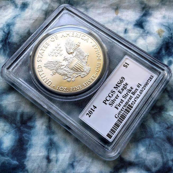 貴重】2014 アメリカ 米国 シルバーイーグル MS69 ガバメントボックス