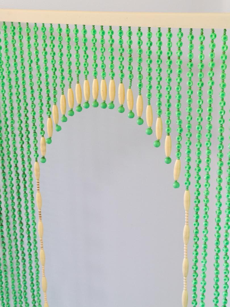 昭和レトロ ポップ 珠暖簾 のれん ビーズカーテン グリーン