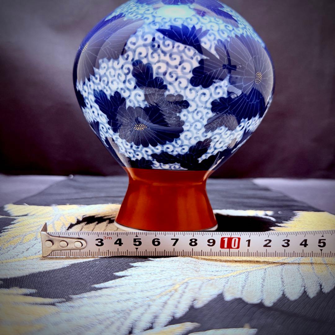 有田焼　香蘭社　オールド　朱　染付　花瓶