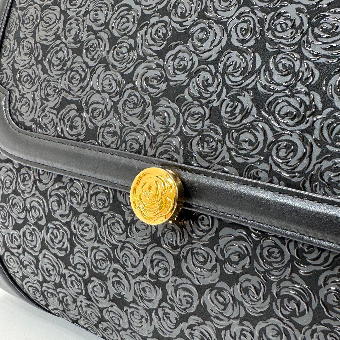 印傳屋 和装バッグ 鹿革 漆塗り ローズ 薔薇柄 フォーマルバッグ 冠婚葬祭