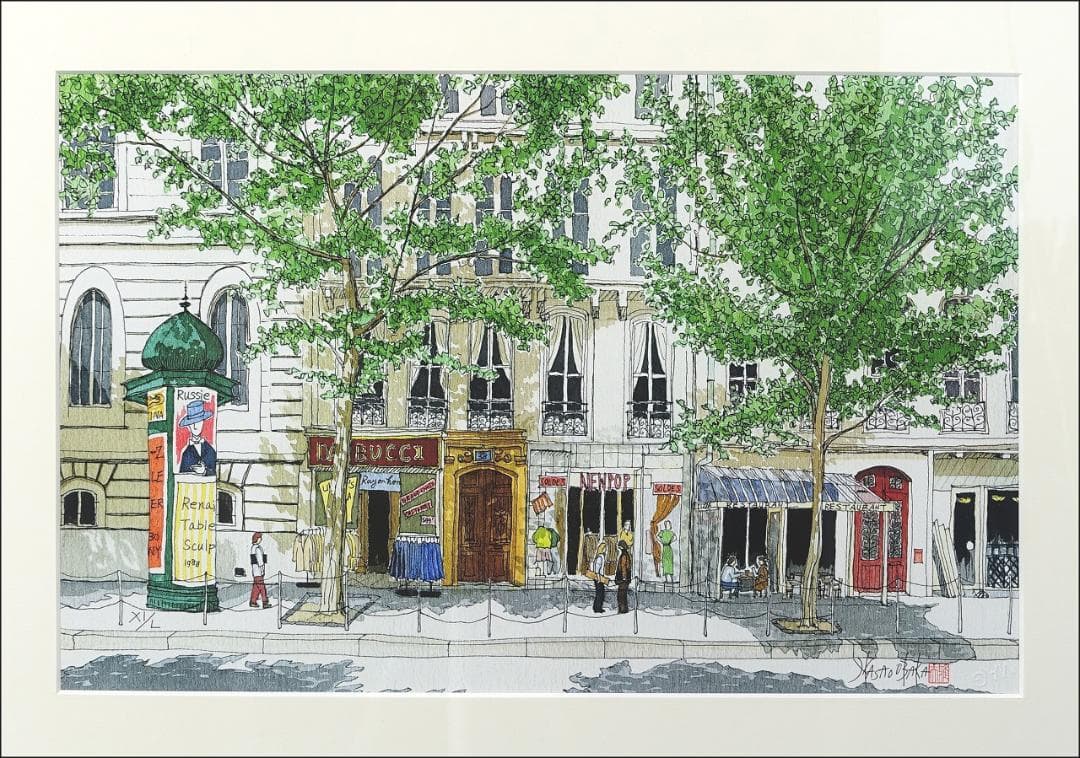 国際展作家「シャンソン流れる通り、トレネかな？」サロン入選/真作/D・リトグラフ