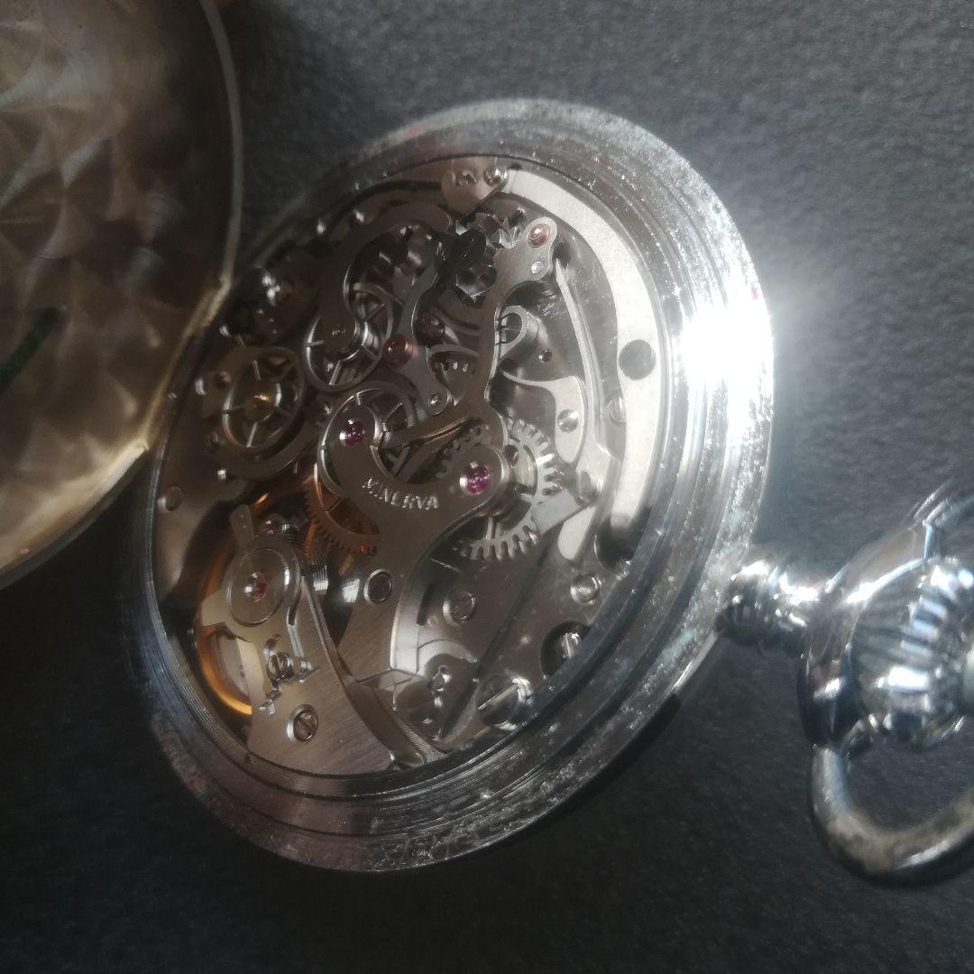 マ*ル様 MINERVA　ワンプッシュクロノグラフ　手巻き　懐中時計　稼働　ミネ