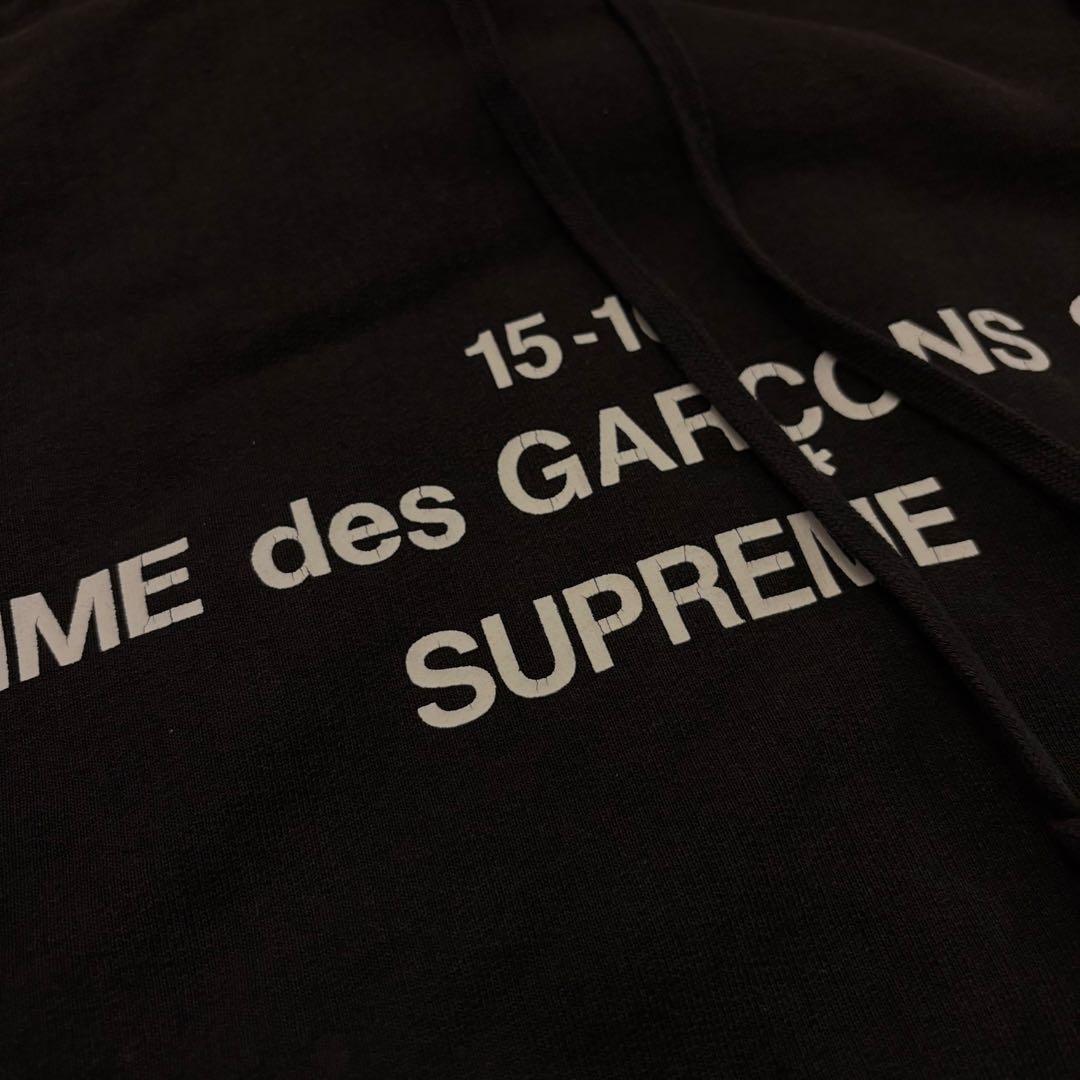 シュプリーム×コムデギャルソン フードチェック柄 パーカー【XL】ブラック