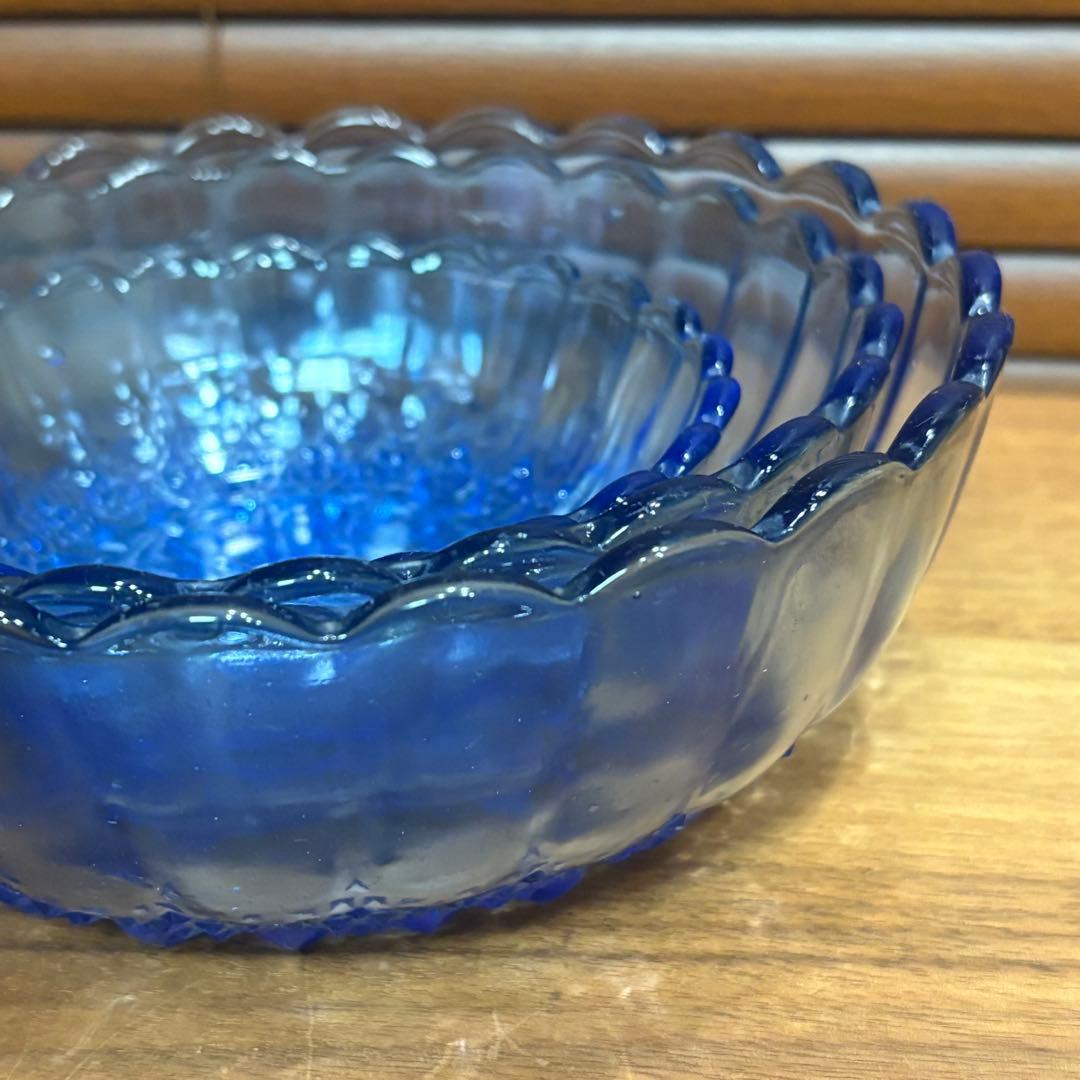 昭和レトロ プレスガラス 三つ重ねどんぶり