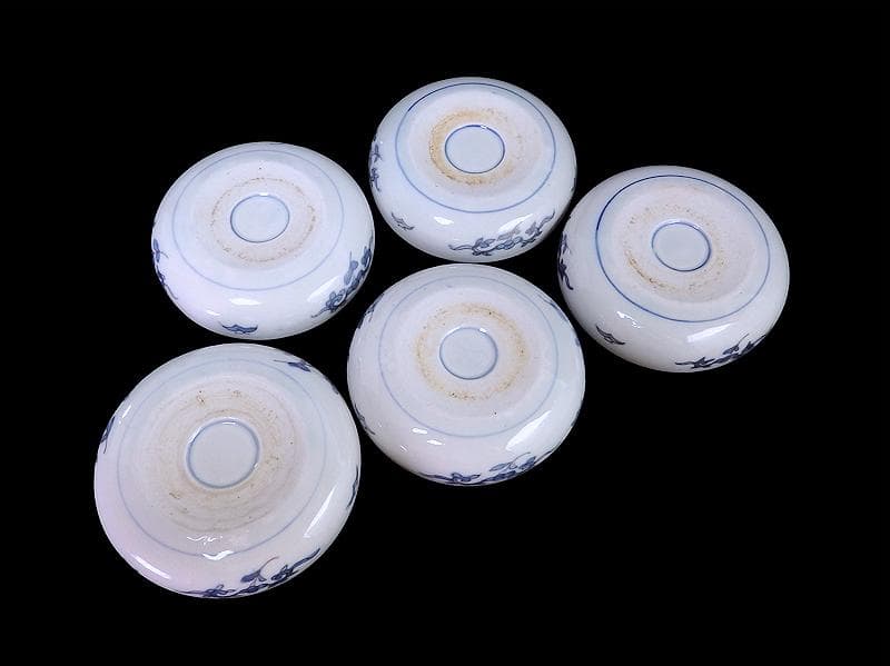 古伊万里 色絵 窓絵 菊に桔梗の図 膾皿 5客 C001AS-CWa