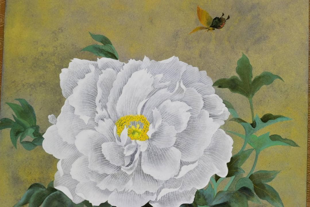 【真作】秀峯/牡丹図/掛軸☆宝船☆AB-72