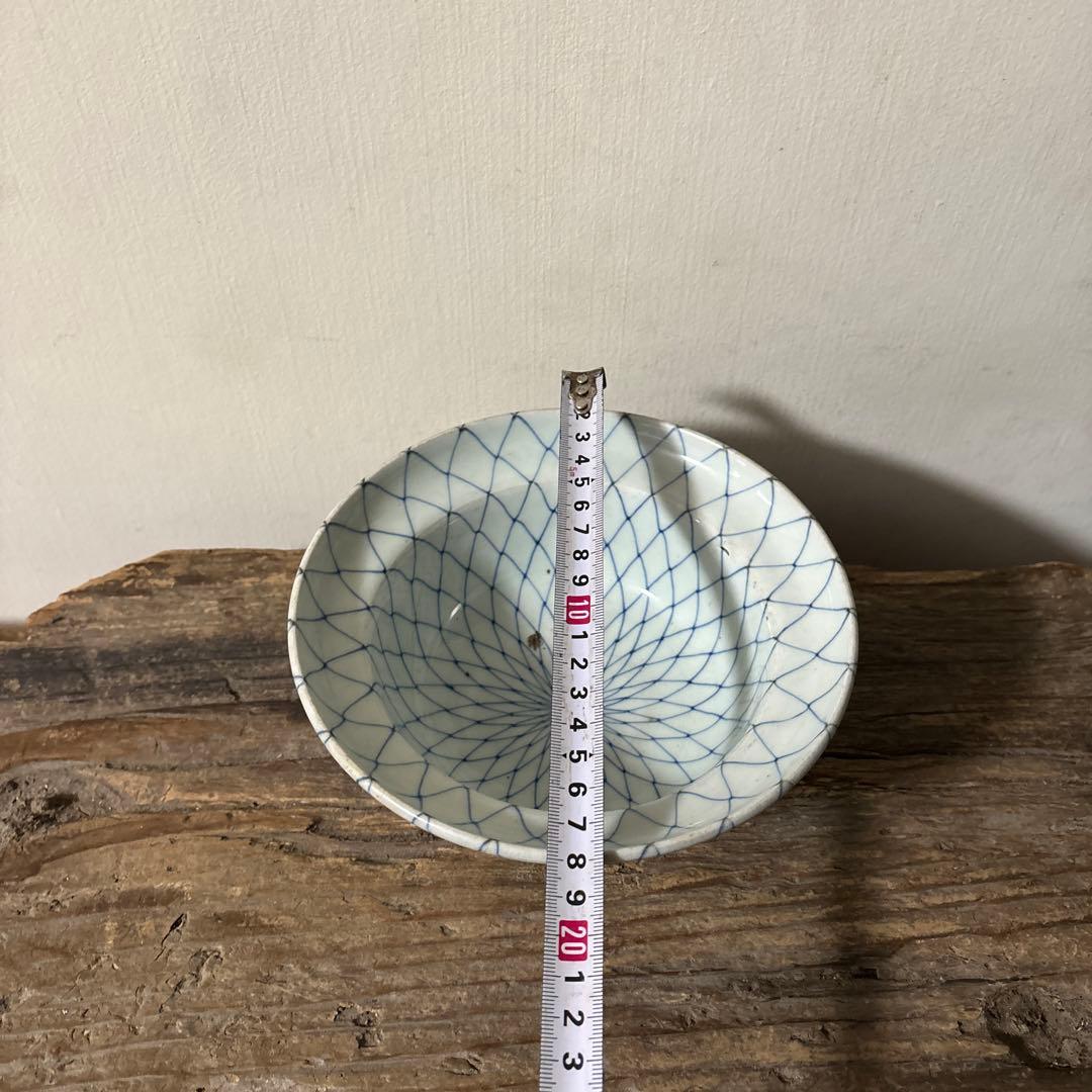 古伊万里網目文 染付鉢1点 江戸時代 骨董 アンティーク 白磁 検:李