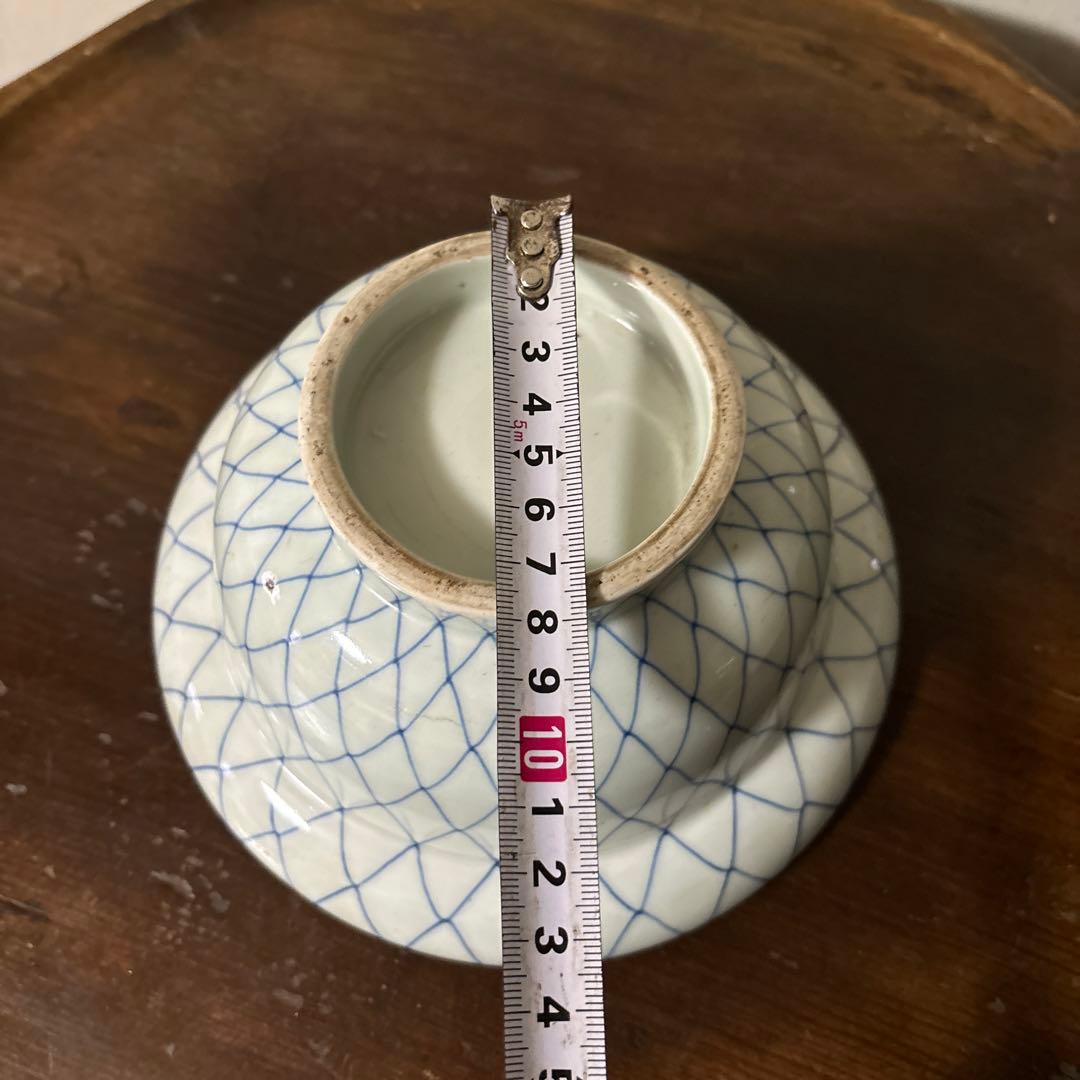 古伊万里網目文 染付鉢1点 江戸時代 骨董 アンティーク 白磁 検:李