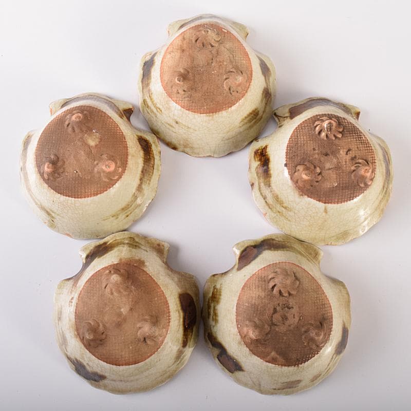 和食器 尾張 御深井焼焼 貝形向付 五客 時代箱付