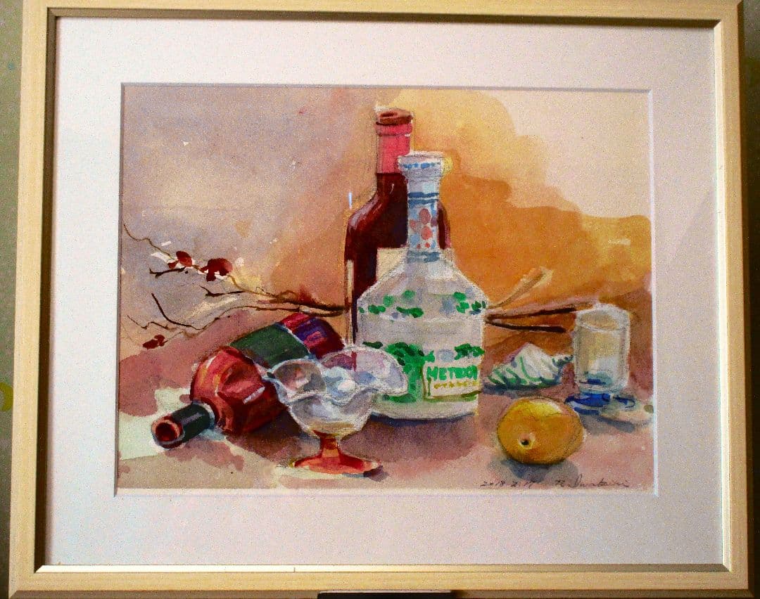 静物画 水彩画額装作品 F6サイズ - メルカリ