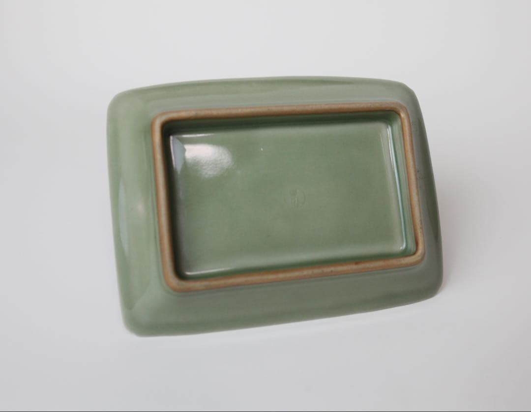 青磁 陽刻唐草 四方皿 菓子器 煎茶器 煎茶道具 白川 懐石料理 5枚