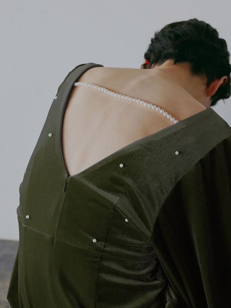 スーツ・フォーマル・ドレス Ameri BACK OPEN PEARL VELOUR DRESS