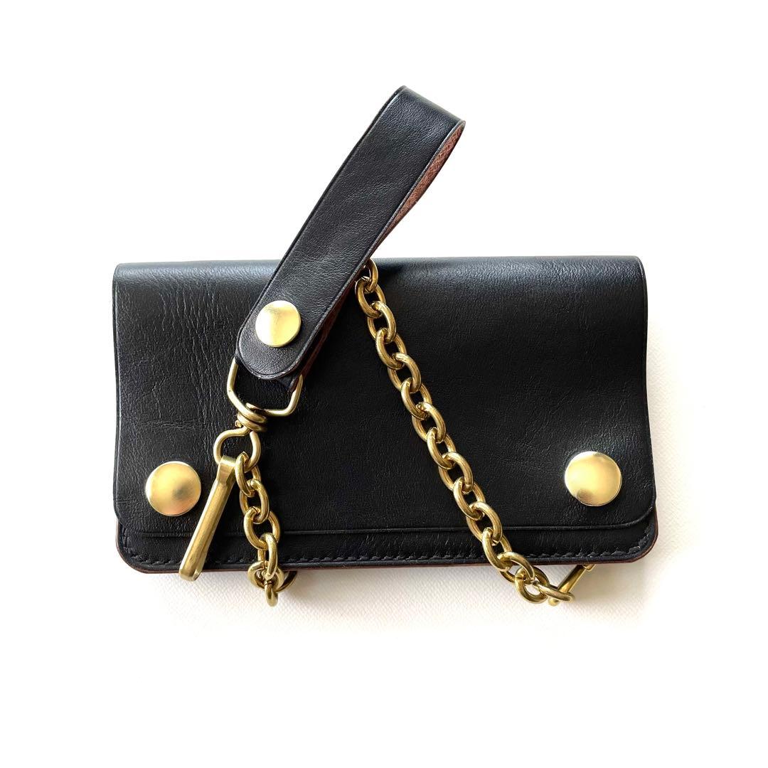 ミドルトラッカーウォレット　ホースハイドレザー　真鍮チェーン　ヴィンテージタロン