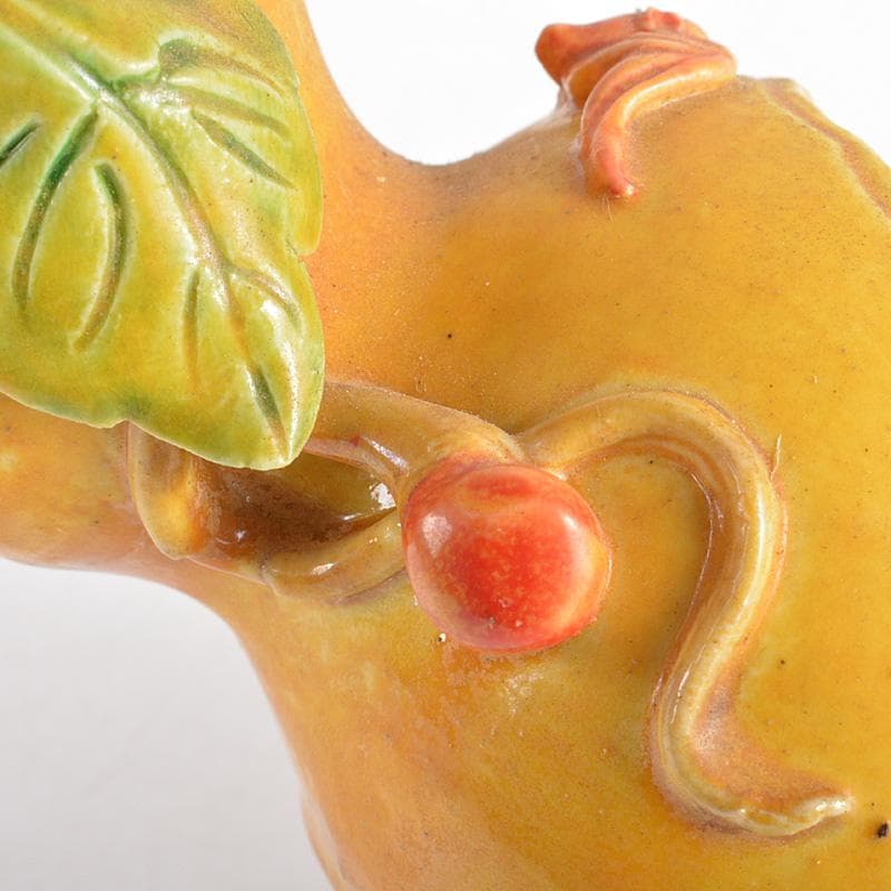 中国　乾隆年製　黄釉粉彩　蝙蝠果実文　水滴　水注　M　R6267