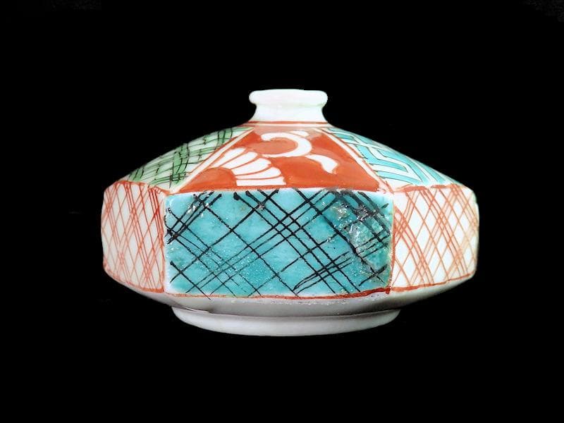 伊万里 瀬戸 色絵 幾何学紋の図 油壷 E421A-fbkn