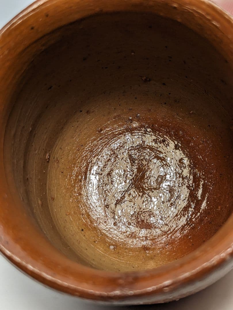 岡山県重要無形文化財 四代目 松田華山 備前焼 緋襷酒呑 共箱共布栞 酒