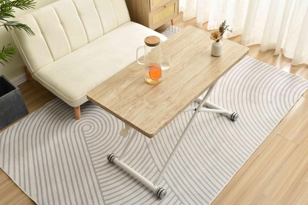 超人気！テーブル 天板が2倍に広がるガス圧昇降テーブル Natural