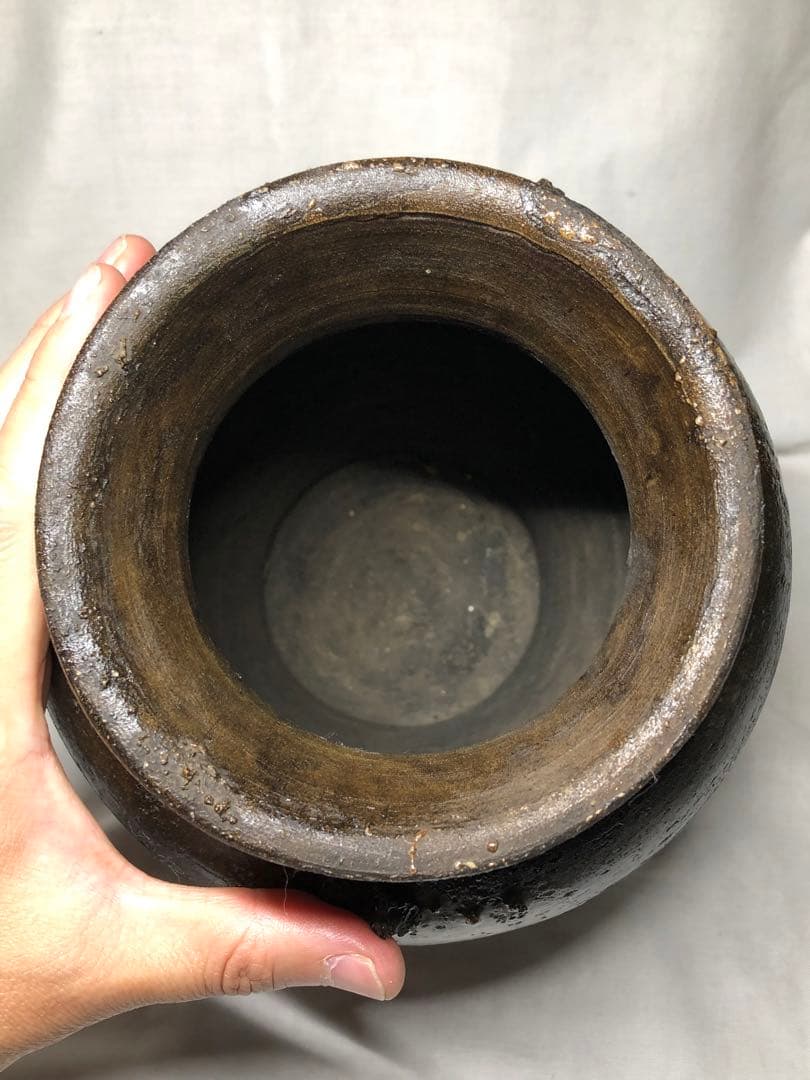 窯变大壺。花器。華道具。手造。戰前。名作家「北大路魯山人」。茶室美術。舊家藏出