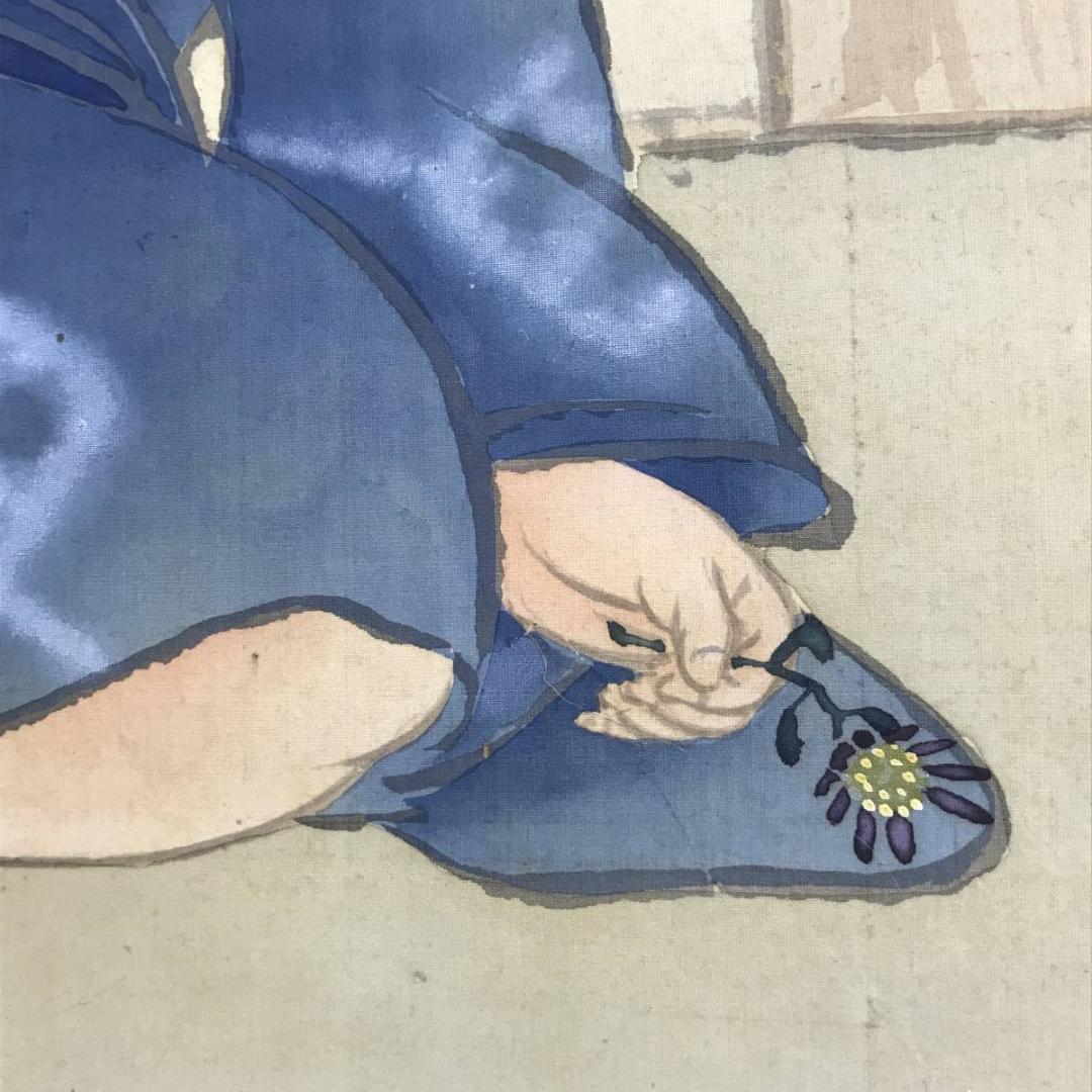 【真作】関田華亭/子供の図/人物図/掛軸☆宝船☆AD-554