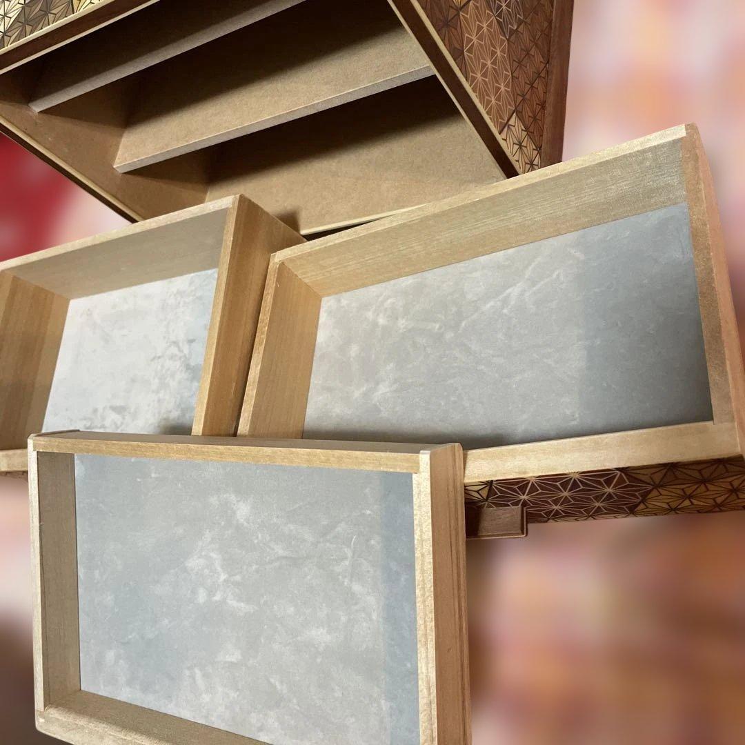 三ッ引き出し 亀甲 箱根寄木細工 木製 工芸 引き出し 三段 - メルカリ