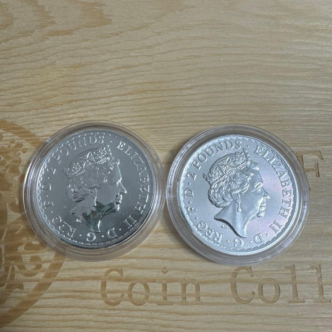 2021 イギリス ブリタニア銀貨 1オンス (クリアーケース入り) 2枚