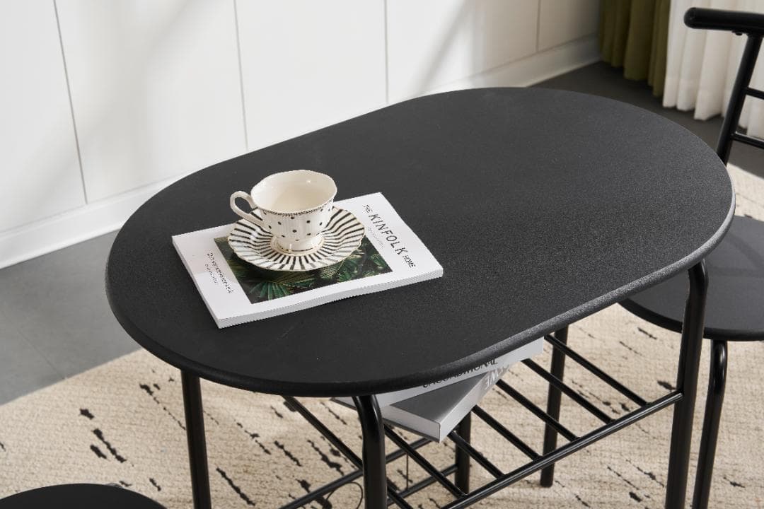 新登場！2人掛け円形ダイニング 3点セット　ダイニングテーブル　BLACK