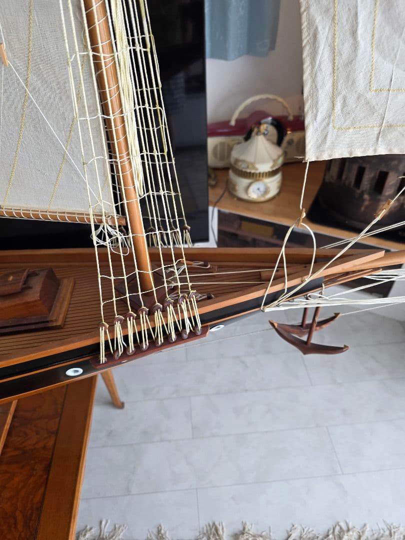 希少品 骨董品 アンティーク 木製ヨット 80年前