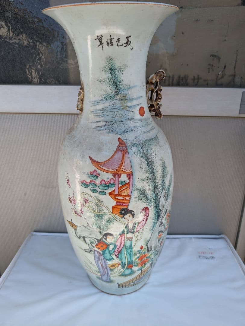 中国美術 骨董品 粉彩花瓶 民国時期 毛子栄出品 高さ58cm - メルカリ