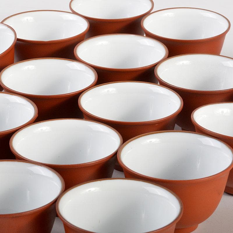 煎茶道具　紫砂　朱泥　内白釉　煎茶碗　20客まとめて　N　6332