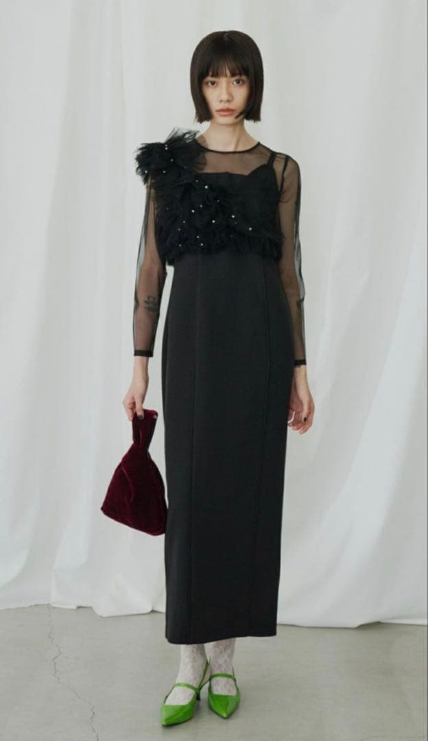 12/15までの価格ですANDRESD pearl bustier dress