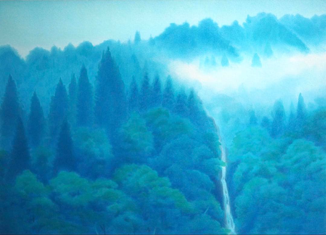 真作□東山魁夷 オリジナルリトグラフ 青渓 1995年 生前作□版画